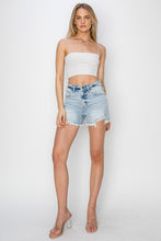 Load image into Gallery viewer, RISEN High Waist Frayed Detail Denim Shorts
