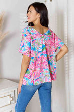 Load image into Gallery viewer, Double Take Floral V-Neck Short Sleeve Blouse
