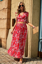 Load image into Gallery viewer, Printed Tie Back Cropped Top and Maxi Skirt Set
