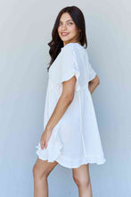 Load image into Gallery viewer, Ninexis Out Of Time Full Size Ruffle Hem Dress with Drawstring Waistband in White
