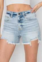 Load image into Gallery viewer, RISEN High Waist Frayed Detail Denim Shorts
