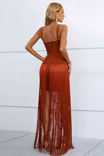 Load image into Gallery viewer, Cutout Strappy Neck Fringe Dress
