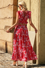 Load image into Gallery viewer, Printed Tie Back Cropped Top and Maxi Skirt Set
