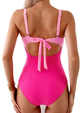 Load image into Gallery viewer, Tied Cutout Contrast One-Piece Swimwear
