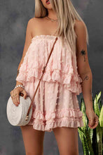 Load image into Gallery viewer, Swiss Dot Ruffled Strapless Romper
