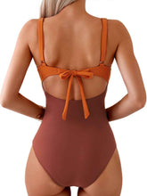 Load image into Gallery viewer, Tied Cutout Contrast One-Piece Swimwear
