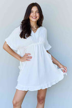 Load image into Gallery viewer, Ninexis Out Of Time Full Size Ruffle Hem Dress with Drawstring Waistband in White
