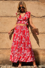 Load image into Gallery viewer, Printed Tie Back Cropped Top and Maxi Skirt Set
