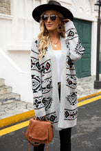 Load image into Gallery viewer, Pocketed Geometric Open Front Dropped Shoulder Cardigan
