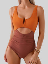 Load image into Gallery viewer, Tied Cutout Contrast One-Piece Swimwear
