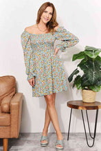 Load image into Gallery viewer, Double Take Floral Smocked Flounce Sleeve Square Neck Dress
