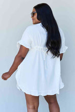 Load image into Gallery viewer, Ninexis Out Of Time Full Size Ruffle Hem Dress with Drawstring Waistband in White
