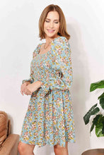 Load image into Gallery viewer, Double Take Floral Smocked Flounce Sleeve Square Neck Dress
