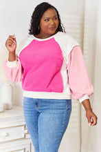 Load image into Gallery viewer, Double Take Color Block Dropped Shoulder Sweatshirt
