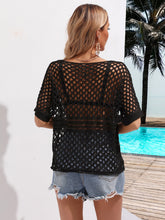 Load image into Gallery viewer, Cutout Round Neck Short Sleeve Cover Up
