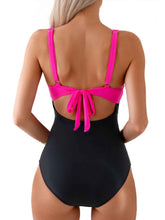 Load image into Gallery viewer, Tied Cutout Contrast One-Piece Swimwear
